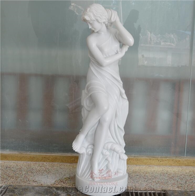 China Pure White Marble Daughter Of the Sea Statue