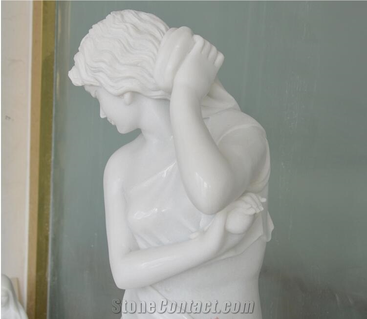 China Pure White Marble Daughter Of the Sea Statue