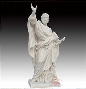 China Pure White Marble St Peter Religlous Statue