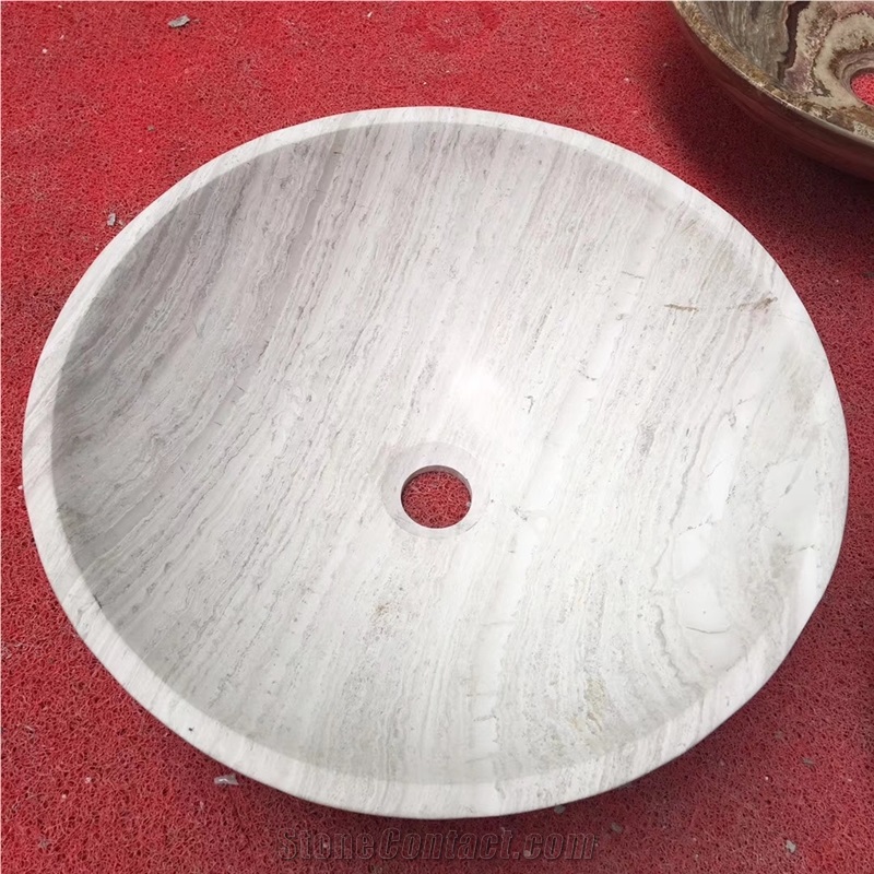 China Woodem White Round Bathroom Wash Basin Sink
