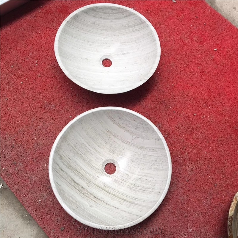 China Woodem White Round Bathroom Wash Basin Sink