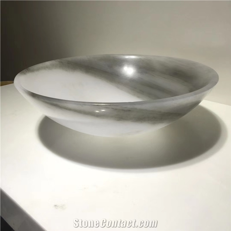 Cloud White Jade Onyx Oval Wash Basin in China