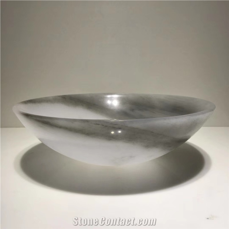 Cloud White Jade Onyx Oval Wash Basin in China
