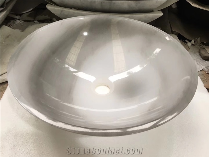 Clouds White Jade Onyx Oval Sink Round Basin Bowls