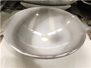 Clouds White Jade Onyx Oval Sink Round Basin Bowls