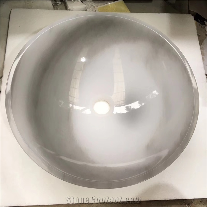 Clouds White Jade Onyx Oval Sink Round Basin Bowls