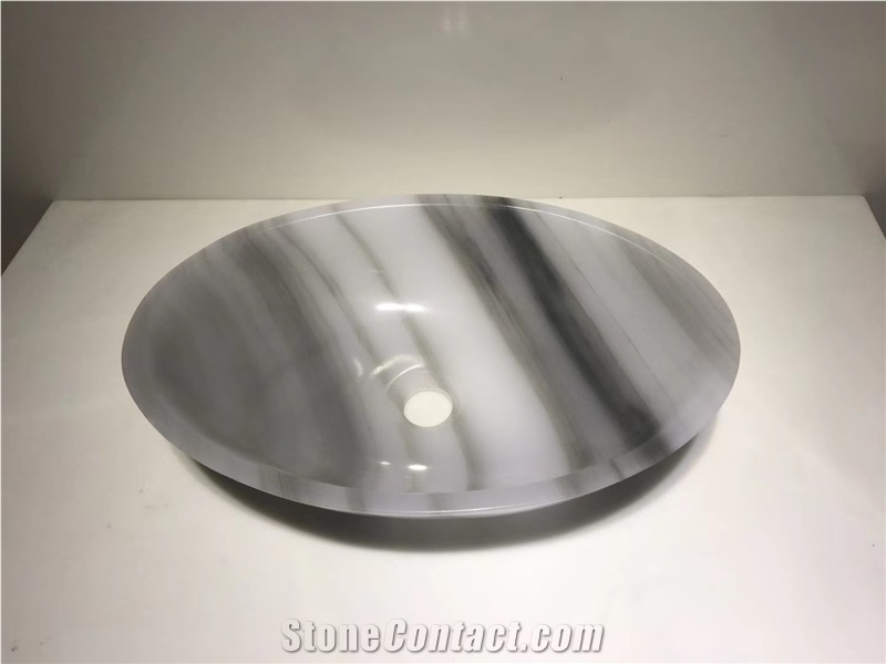 Clouds White Jade Onyx Oval Sink Round Basin Bowls
