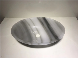 Clouds White Jade Onyx Oval Sink Round Basin Bowls
