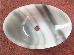 Eqvator White Onyx Oval Stone Sink Basin in China