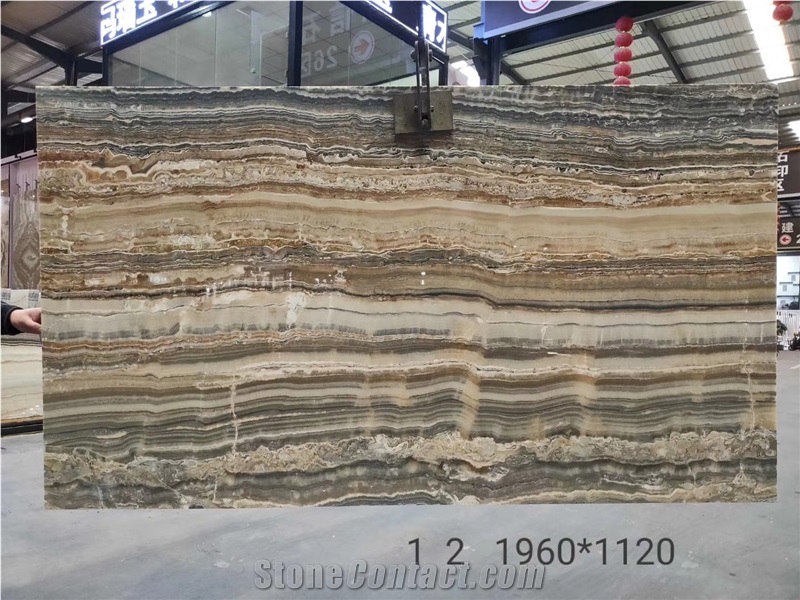Greece Grey White Volos Onyx Slab Tile in China