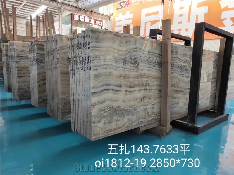 Greece Grey White Volos Onyx Slab Tile in China