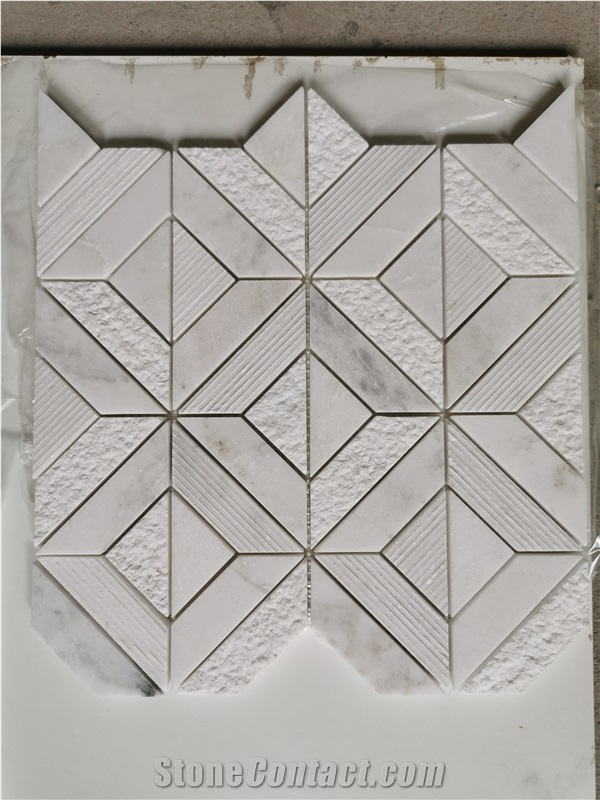 Grey White Marble Stone Wall Floor Mosaic Tile