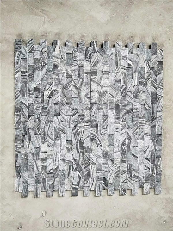 Grey Wooden Stone Split Face Culture Stone Wall