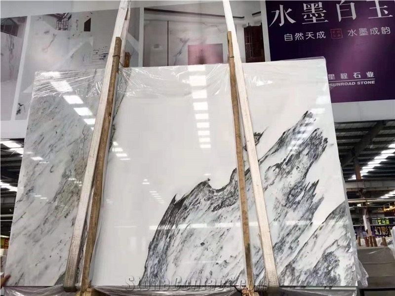 Ink Mountain White Marble Stone Slab Natural Stone