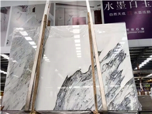 Ink Mountain White Marble Stone Slab Natural Stone