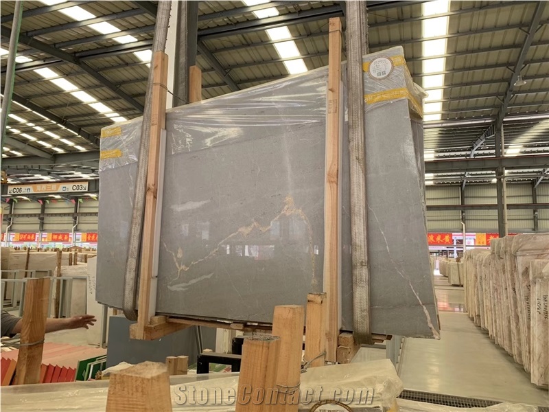 Lanbo Gray Marble Blue Savoy Slab in China Market