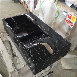 Nero Marquina Black Marble Kitchen Rectangle Basin