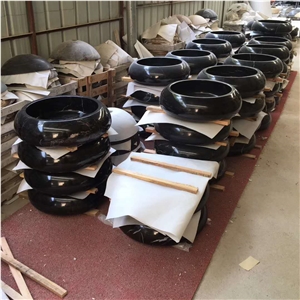 Nero Marquina Round Basins Including Pillar