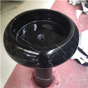 Nero Marquina Round Basins Including Pillar