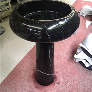 Nero Marquina Round Basins Including Pillar