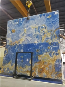 Pakistan Blue Onyx Aqua Gold Slab Tile For Vanity Top