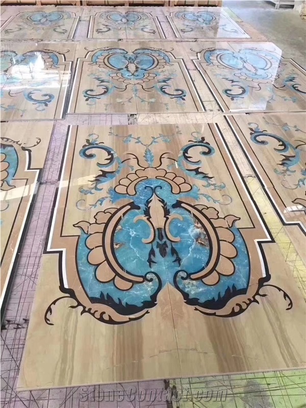 Pakistan Blue Onyx Aqua Gold Slab Tile For Vanity Top
