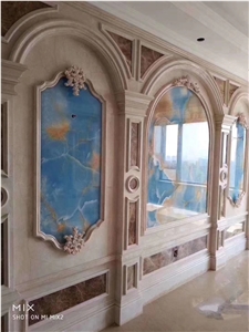 Pakistan Blue Onyx Aqua Gold Slab Tile For Vanity Top