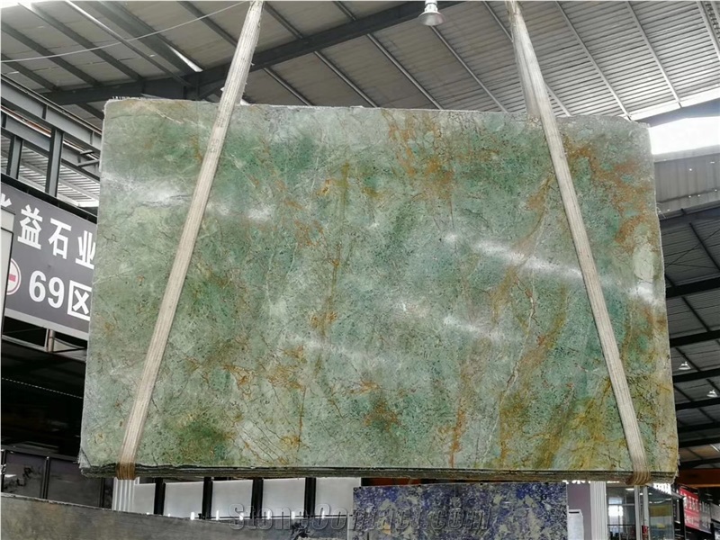 Peacock Green Marble in China Marble Slab Tile