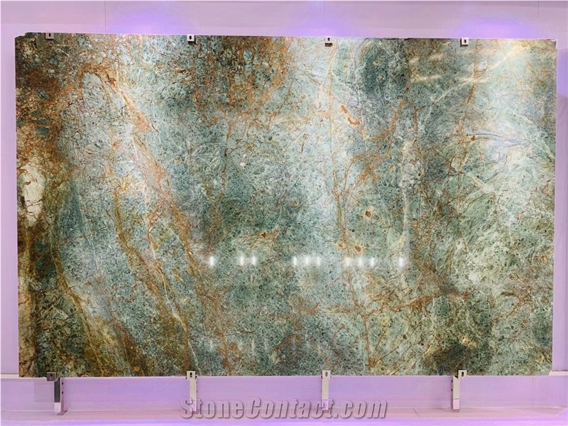 Peacock Green Marble in China Marble Slab Tile