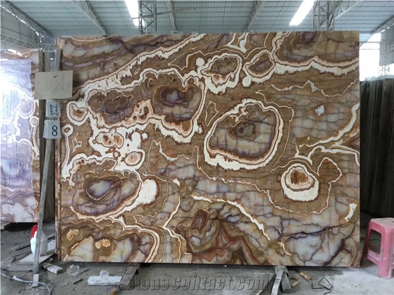 Persian Tiger Onyx Wooden Stone Slab Wall Cladding