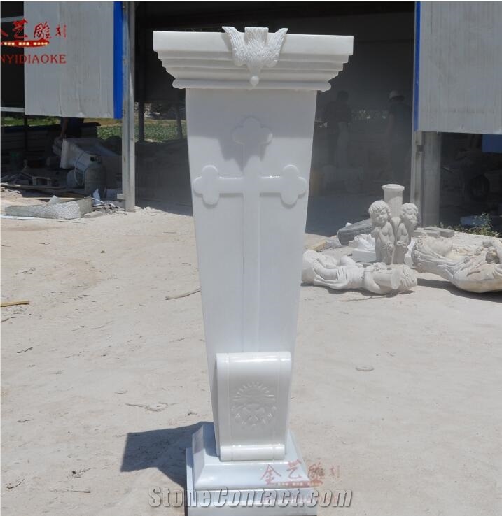 Pure What Marble Natural Stone Ambo Lectern Statue