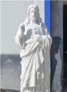 Pure White Marble Stone Jesus Sculpture Statue