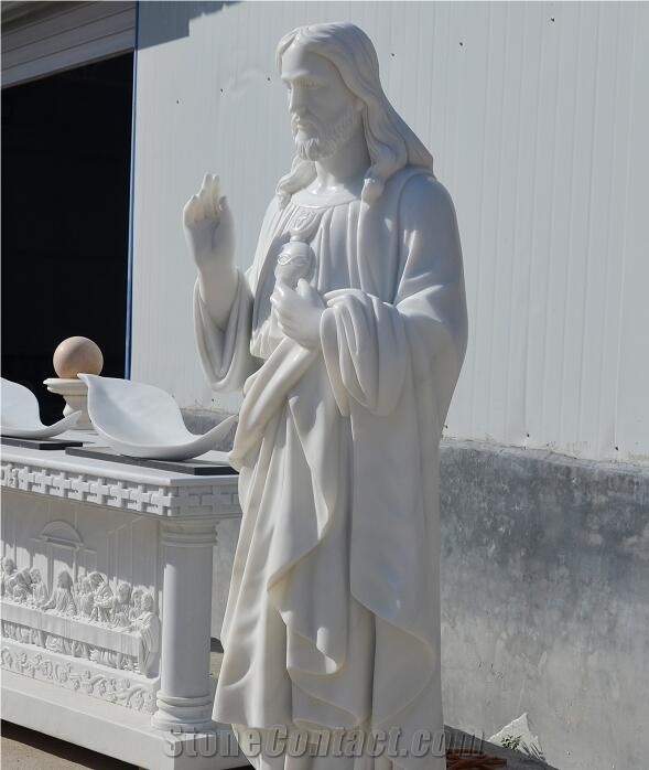 Pure White Marble Stone Jesus Sculpture Statue