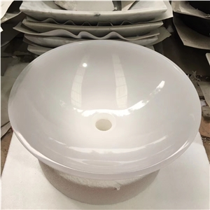 Pure White Onyx Bathroom Wash Round Basin Sink