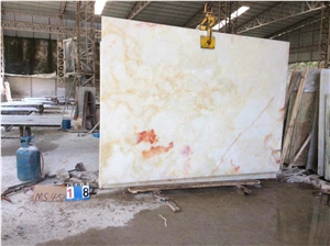 Red Flower Ice White Onyx Slab Wall Cladding Stone