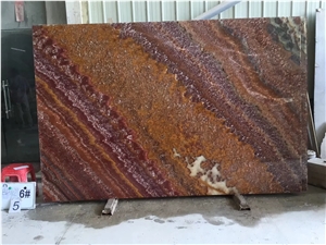 Rojo Vulkano Red Onyx Onice Ruby Slab in China
