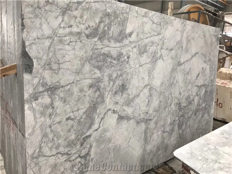 Silver Statuario Marble Armani Calacatta Grey Slab