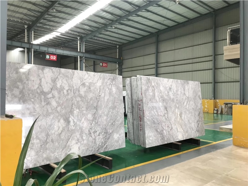 Silver Statuario Marble Armani Calacatta Grey Slab