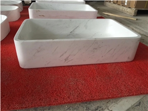 Volakas Venus White Marble Rectangle Sink Basin
