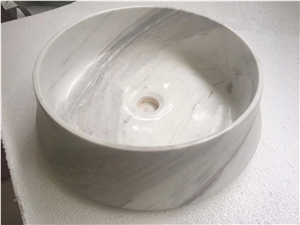 Volakas Venus White Marble Round Stone Basin Sink
