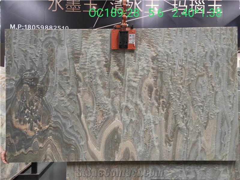 Water Ink Onyx Jade Peacock Moyu Stone in China