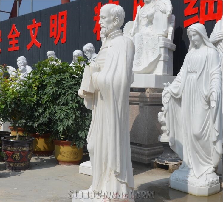 White Jade Marble Human Religlour Scultpure Statue