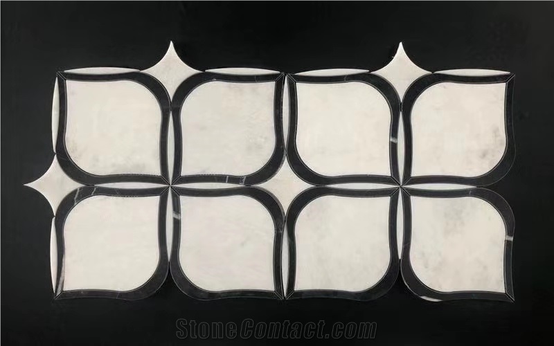 White Marble Flower Shape Wall Floor Mosaic Tile