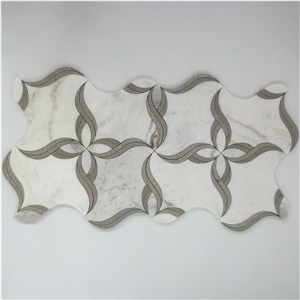 White Marble Flower Shape Wall Floor Mosaic Tile