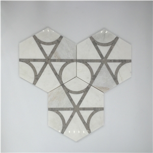 White Marble Flower Shape Wall Floor Mosaic Tile