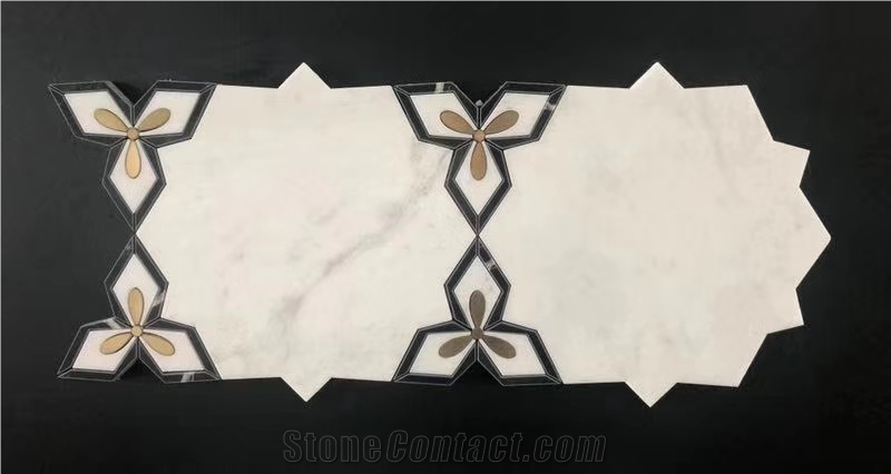 White Marble Flower Shape Wall Floor Mosaic Tile