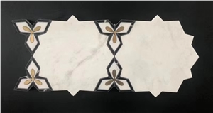 White Marble Flower Shape Wall Floor Mosaic Tile