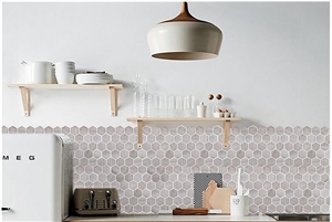 White Wooden Marble Stone Hexagon Mosaic for Wall