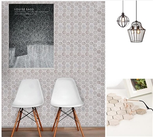 White Wooden Marble Stone Hexagon Mosaic for Wall