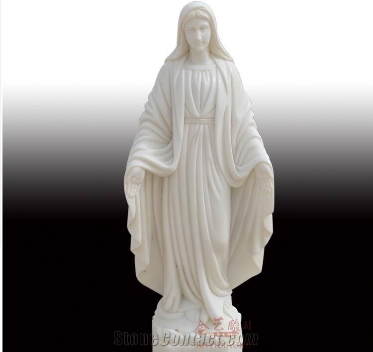 Whiter Marble Stone the Madonna Goddess Statue